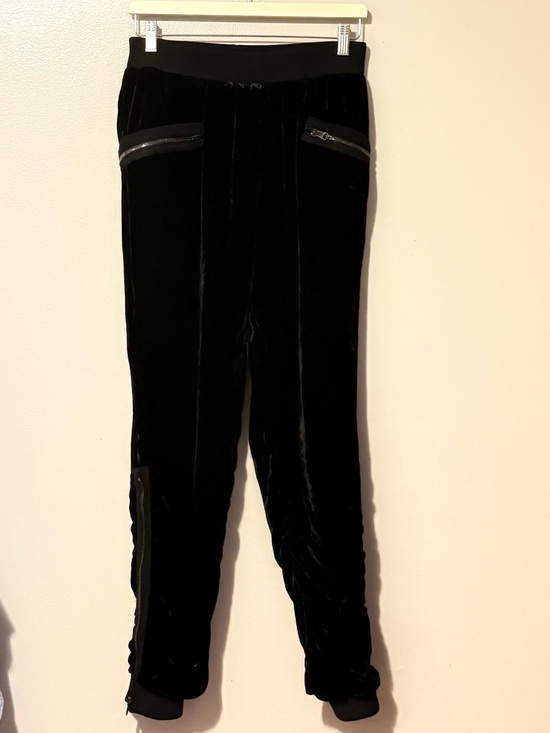 Tom Ford Pants - Tom Ford Black Velvet Track Joggers with Zip Accents